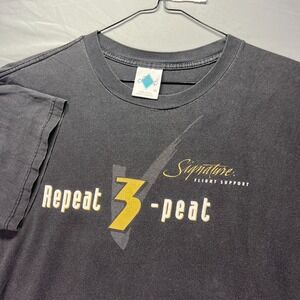 Vintage Chicago Bulls 3 Peat Shirt Mens XL Black Graphic Print Micheal Jordan